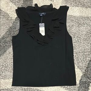 Chaps Women's Black Ruffle Top